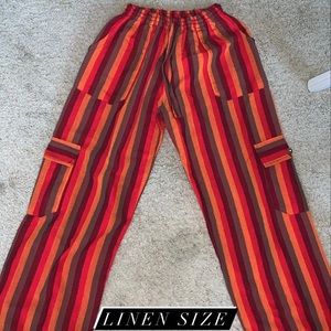 Linen multi colored striped pants
